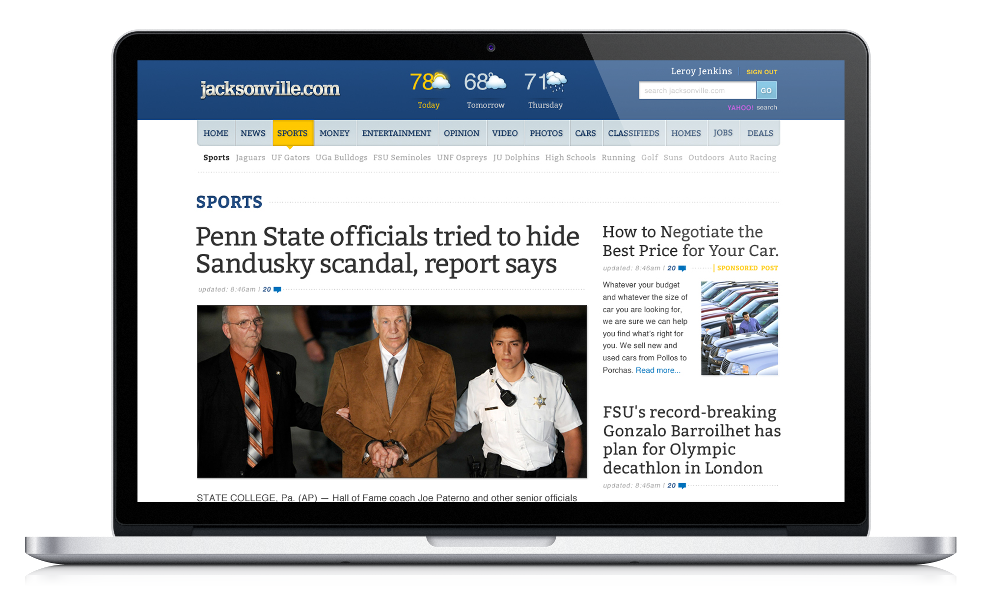 Jacksonville.com Section Page